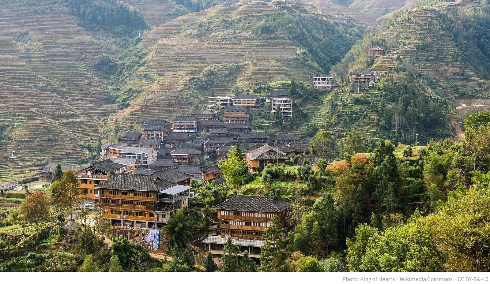 Yao village among the Longsheng rice terraces in Guangxi, China