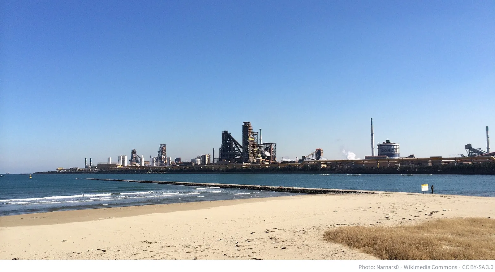POSCO steelworks in Pohang seen from Songdo beach