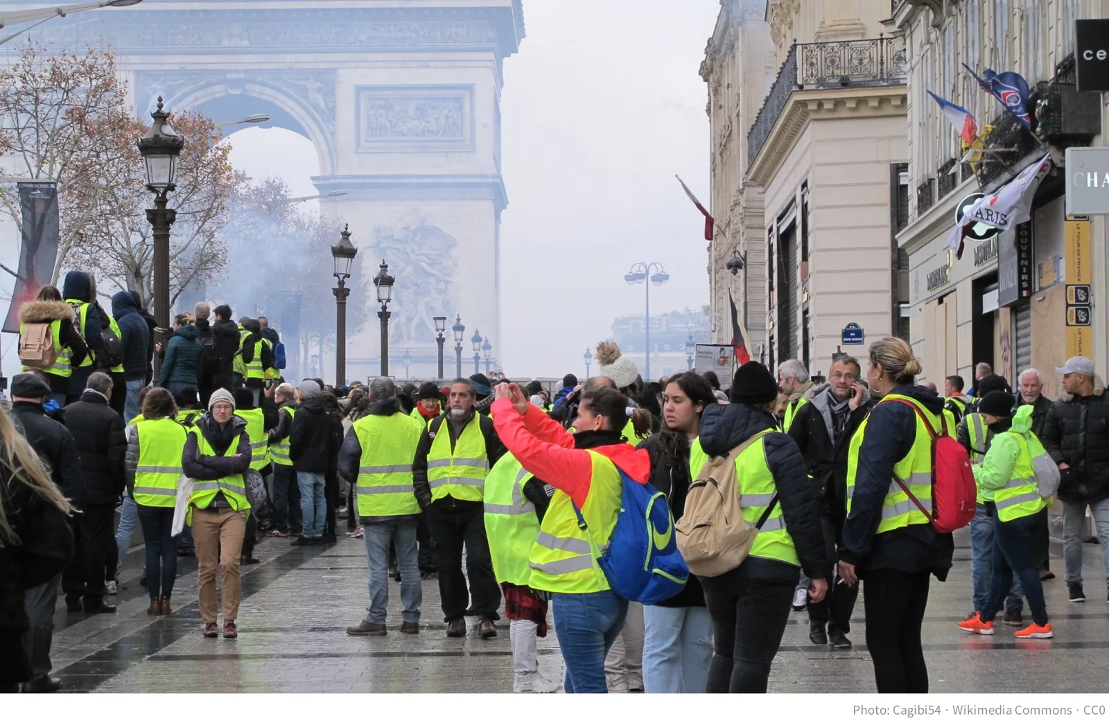 Yellow vest protesters in Paris on December 1, 2018