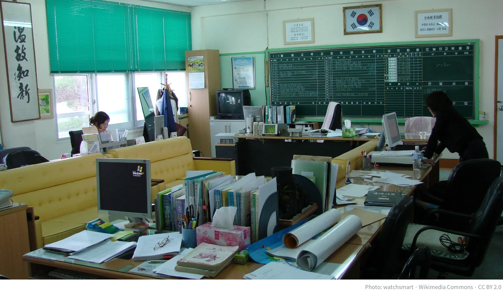 Teachers' office at a country school near Suncheon, Korea