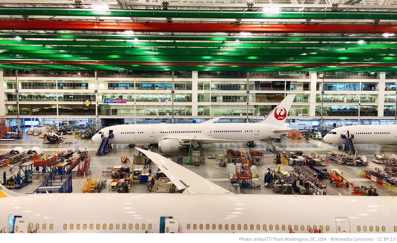 Boeing 787 aircraft on the final assembly line in South Carolina