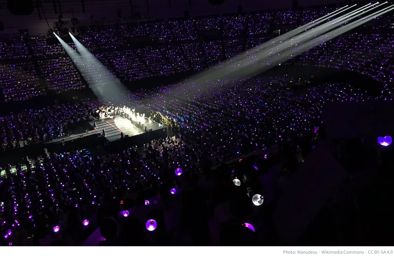 BTS concert arena filled with ARMY Bomb light sticks during the Wings tour