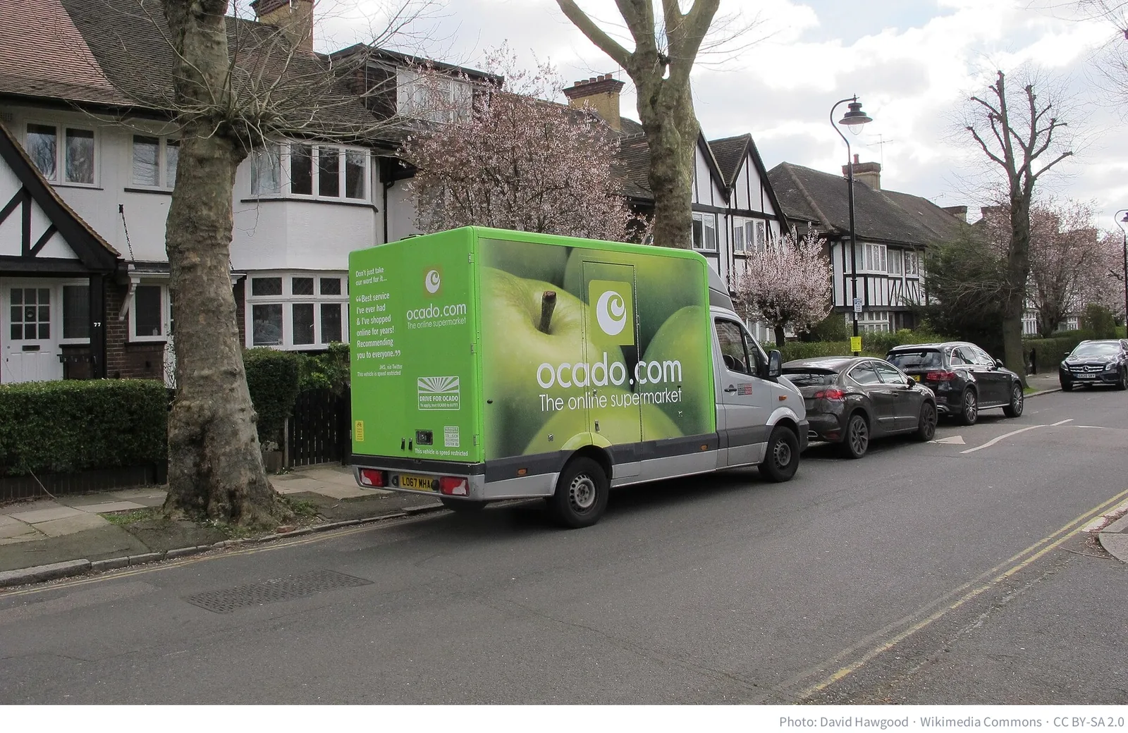 Ocado grocery delivery van in West Acton, London