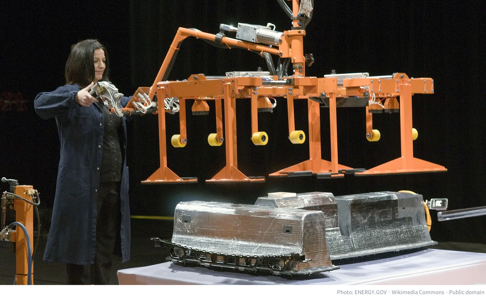 The first Chevrolet Volt battery pack coming off the line at GM's Brownstown battery plant in Michigan in 2010