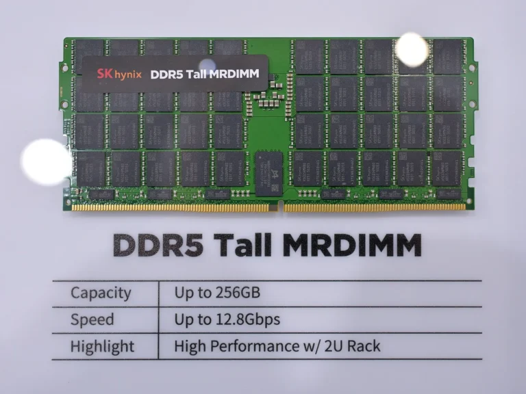 An SK Hynix DDR5 Tall MRDIMM on display at Computex 2025