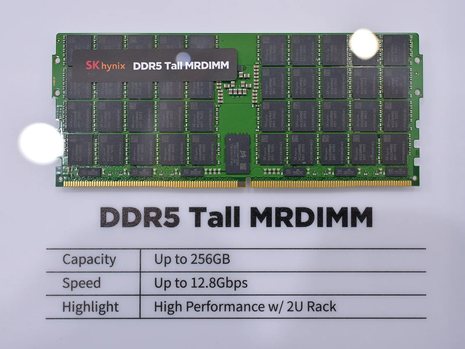 An SK Hynix DDR5 Tall MRDIMM on display at Computex 2025