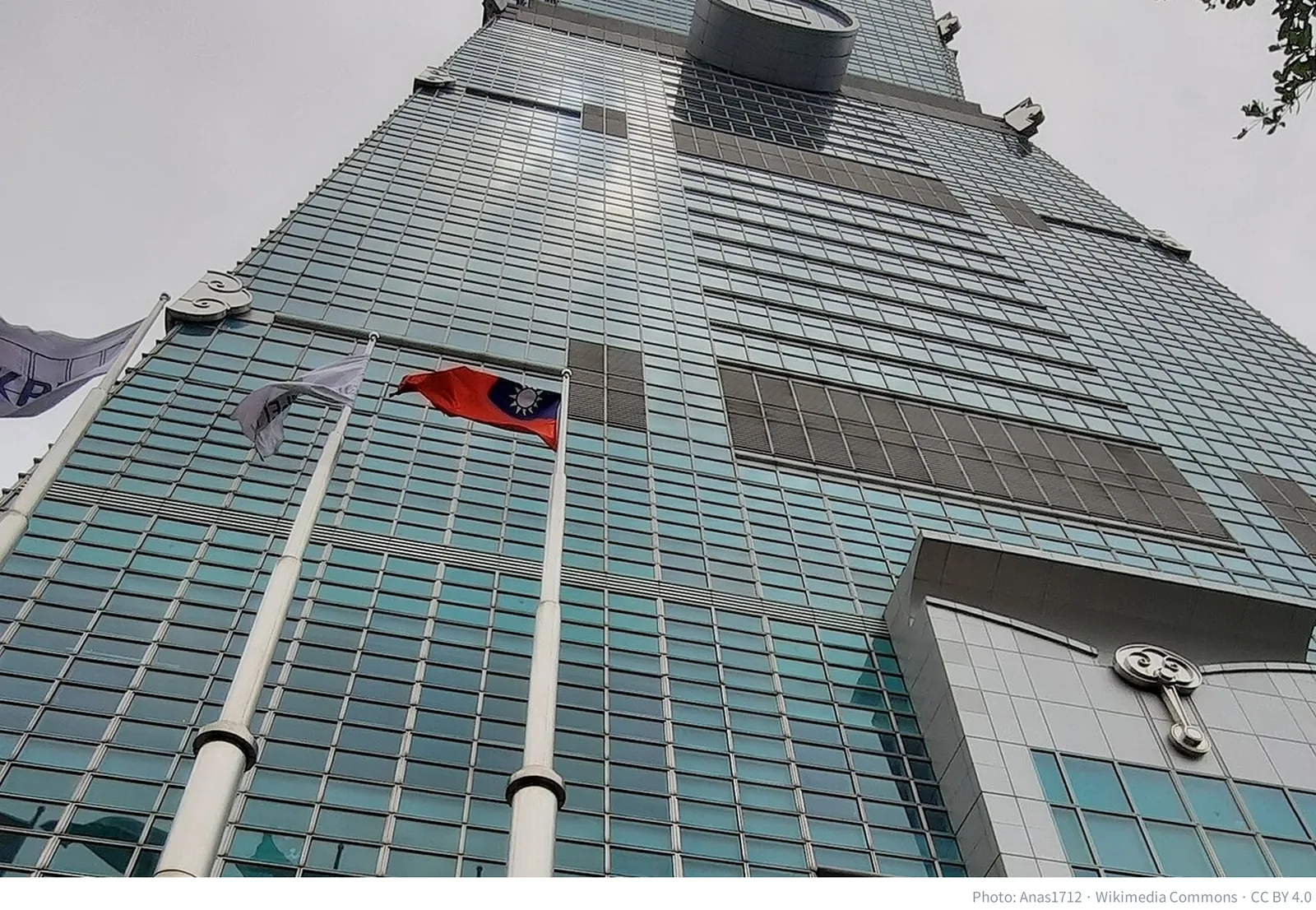 Taipei 101 tower, home of the Taiwan Stock Exchange, seen from below