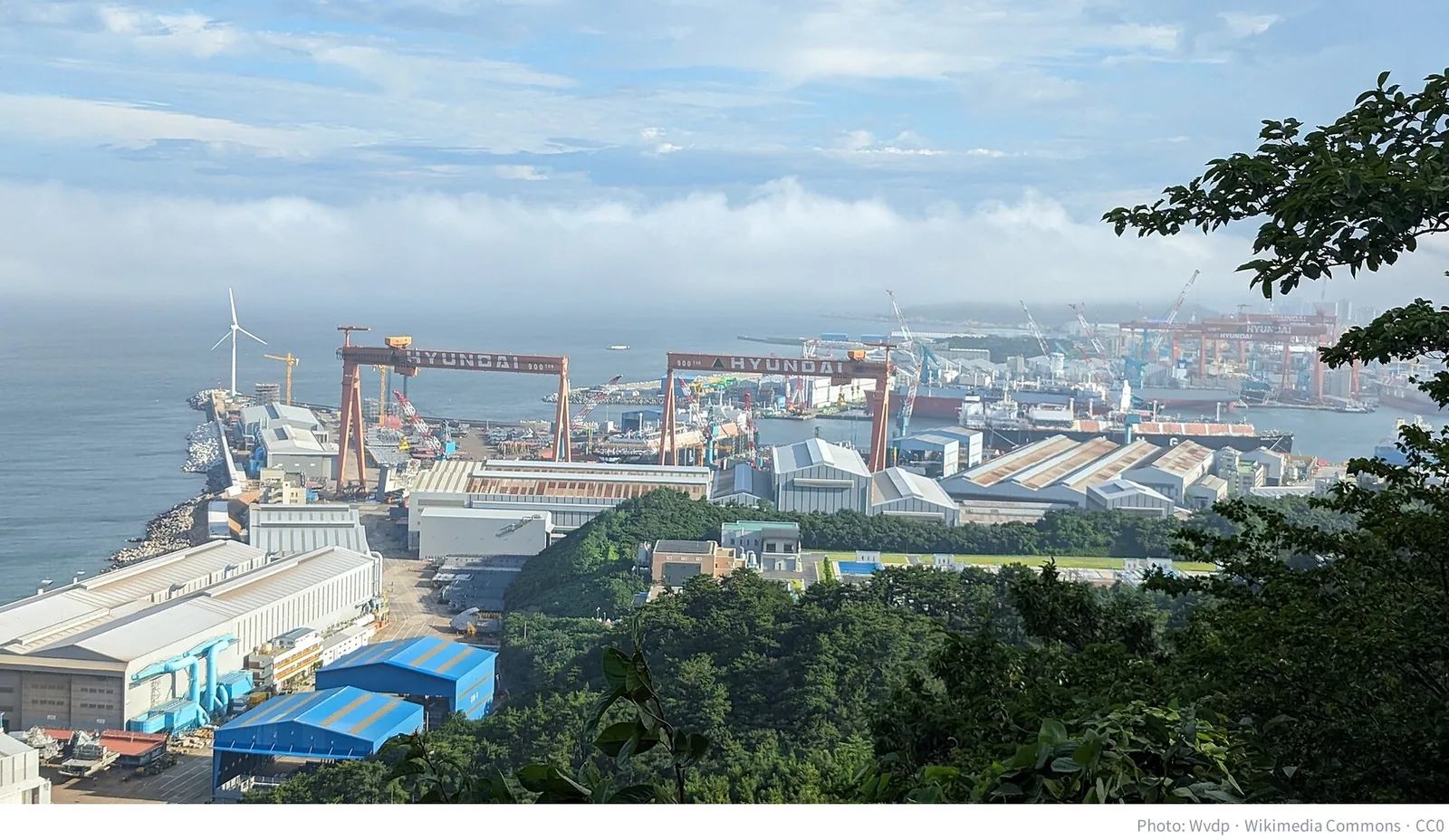 HD Hyundai Heavy Industries' Ulsan shipyard seen from Jujeon