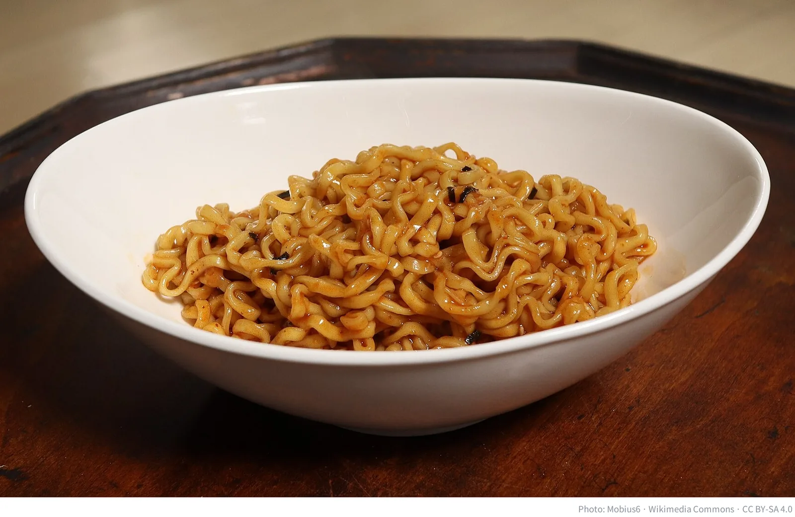 Bowl of Samyang Buldak spicy chicken ramen